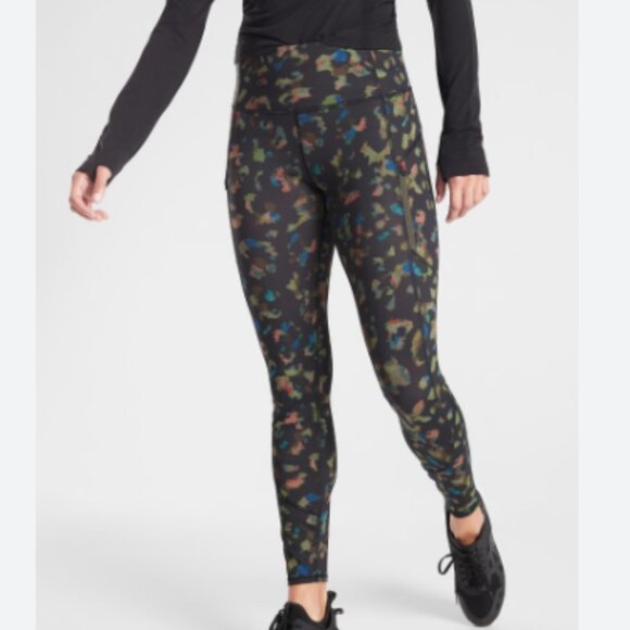 ATHLETA RAINER LEOPARD PRINT LEGGINGS/MATCHING OLD NAVY TANK - LARGE - Picture 2 of 8